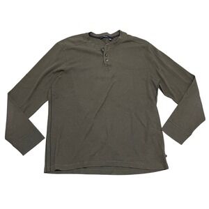 Toad & Co Men's XXL Brown Henley Long Sleeve Shirt Waffle Thermal Pull‎ Over